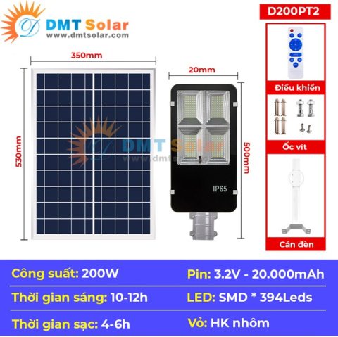 Đèn Bàn Chải Năng Lượng Mặt Trời 200w Giá Tốt | D200PT5