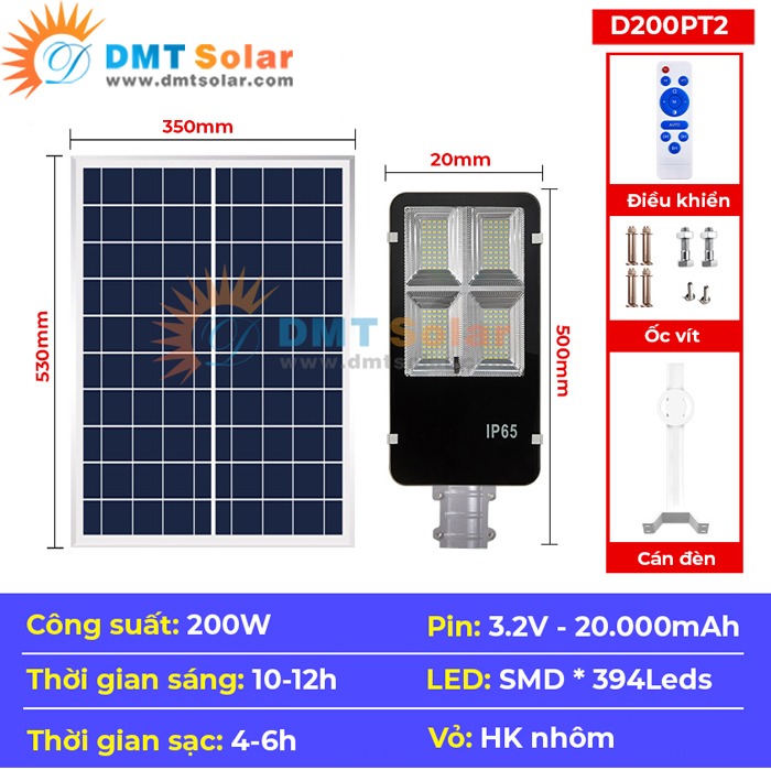 Đèn Bàn Chải Năng Lượng Mặt Trời 200w Giá Tốt | D200PT5