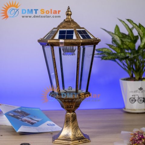 Đèn cổng năng lượng mặt trời TC05 mặt kính thuỷ tinh [Công tắc - Nhôm đúc dày]