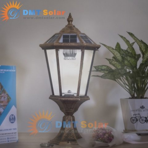 Đèn cổng năng lượng mặt trời TC05 mặt kính thuỷ tinh [Công tắc - Nhôm đúc dày]