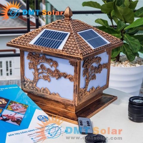 Đèn trụ cổng cây tùng sử dụng năng lượng mặt trời TC06S-2 [Có remote]
