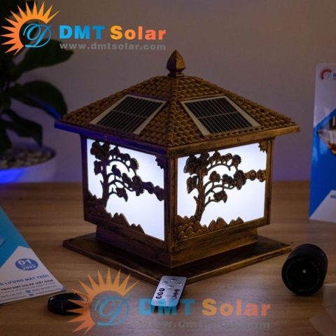 Đèn trụ cổng cây tùng sử dụng năng lượng mặt trời TC06S-2 [Có remote]