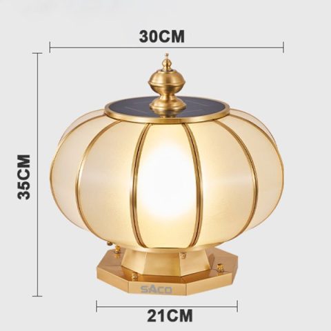Đèn trụ cổng đồng hình cầu năng lượng mặt trời cao cấp TC52M/D