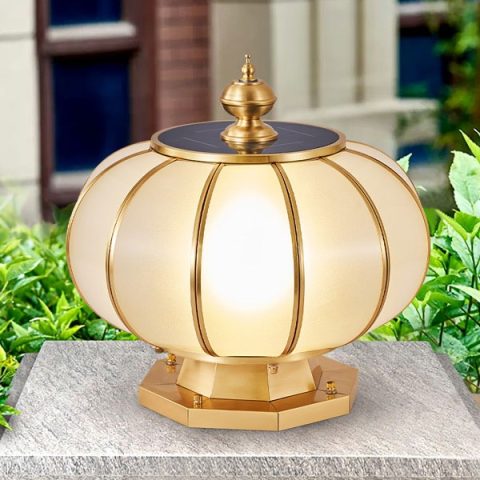 Đèn trụ cổng đồng hình cầu năng lượng mặt trời cao cấp TC52M/D