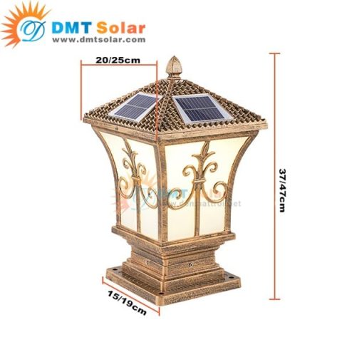 Đèn trụ cổng năng lượng mặt trời 20cm TC01XS-2 giá rẻ [Dùng Remote]