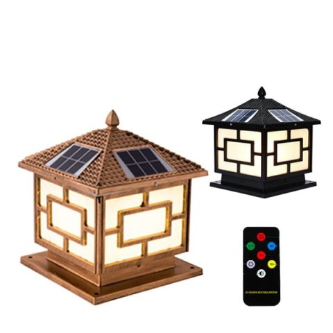 Đèn trụ cổng NLMT 25x25cm giá rẻ có Remote TC04S-2 [Tích hợp 3 màu sáng]